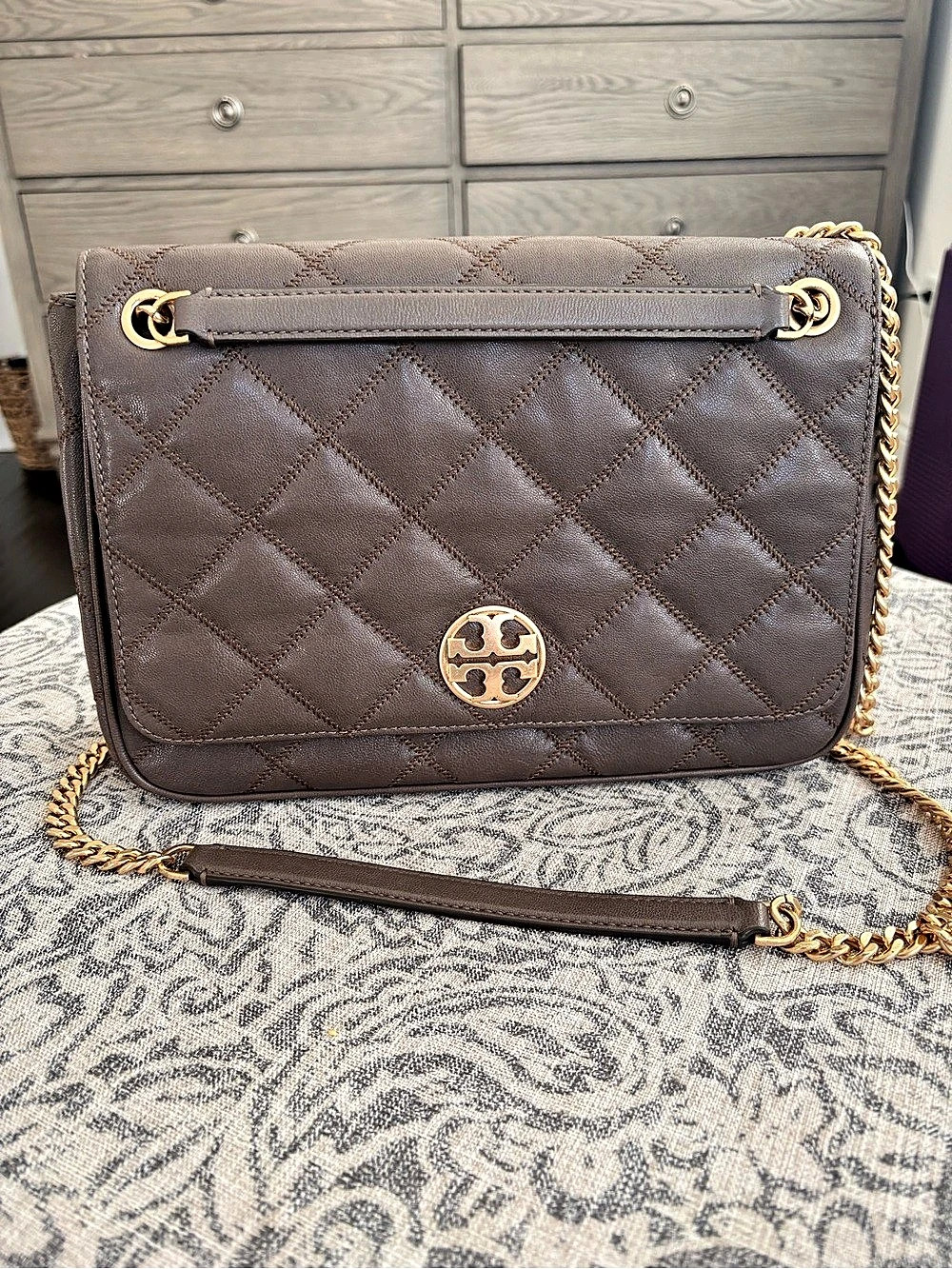 Tory Burch Fleming Convertible Shoulder Bag Brown like new